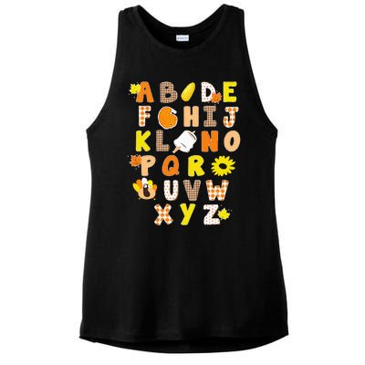 Alphabet Funny Turkey Thanksgiving Costume Preschool Teacher Ladies PosiCharge Tri-Blend Wicking Tank