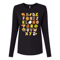 Alphabet Funny Turkey Thanksgiving Costume Preschool Teacher Womens Cotton Relaxed Long Sleeve T-Shirt