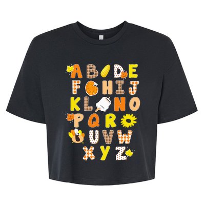 Alphabet Funny Turkey Thanksgiving Costume Preschool Teacher Bella+Canvas Jersey Crop Tee