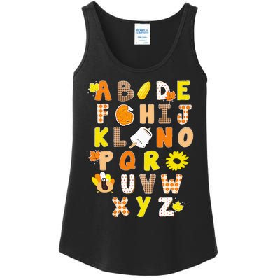 Alphabet Funny Turkey Thanksgiving Costume Preschool Teacher Ladies Essential Tank