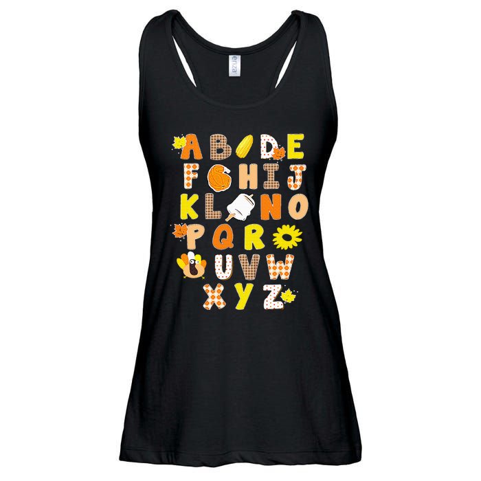 Alphabet Funny Turkey Thanksgiving Costume Preschool Teacher Ladies Essential Flowy Tank