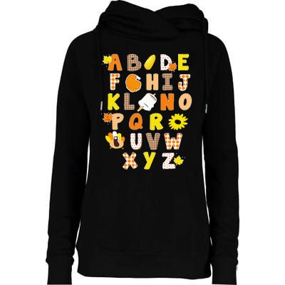 Alphabet Funny Turkey Thanksgiving Costume Preschool Teacher Womens Funnel Neck Pullover Hood