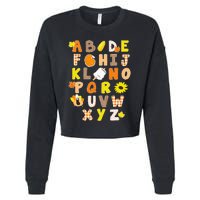 Alphabet Funny Turkey Thanksgiving Costume Preschool Teacher Cropped Pullover Crew