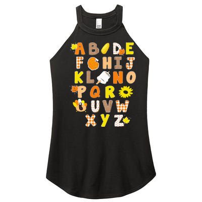 Alphabet Funny Turkey Thanksgiving Costume Preschool Teacher Women's Perfect Tri Rocker Tank