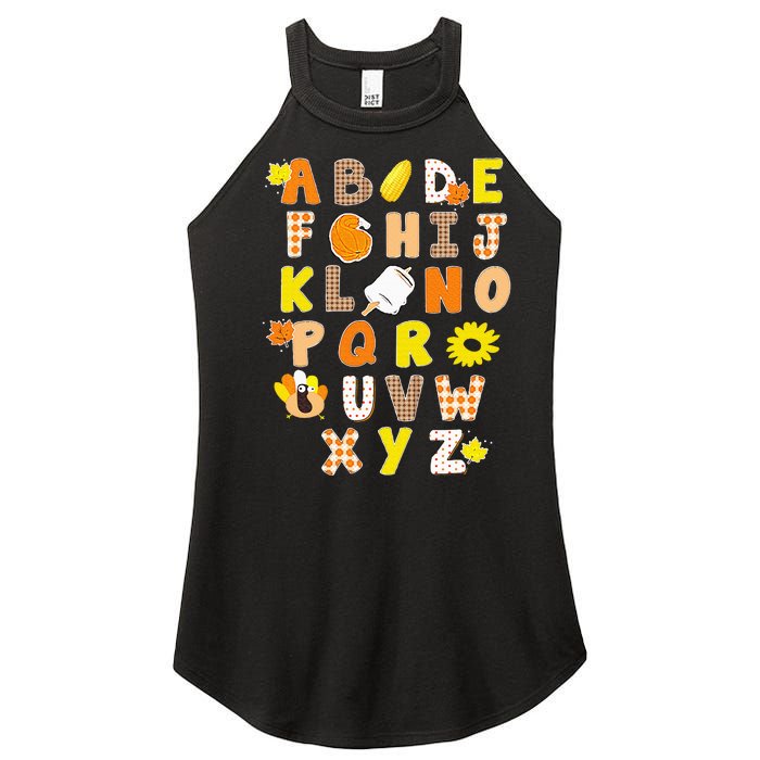 Alphabet Funny Turkey Thanksgiving Costume Preschool Teacher Women's Perfect Tri Rocker Tank