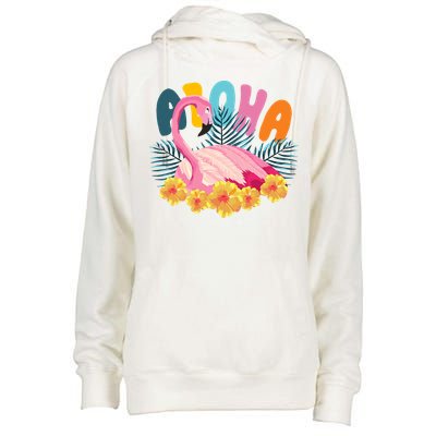 Aloha Flamingo Tropical Womens Funnel Neck Pullover Hood