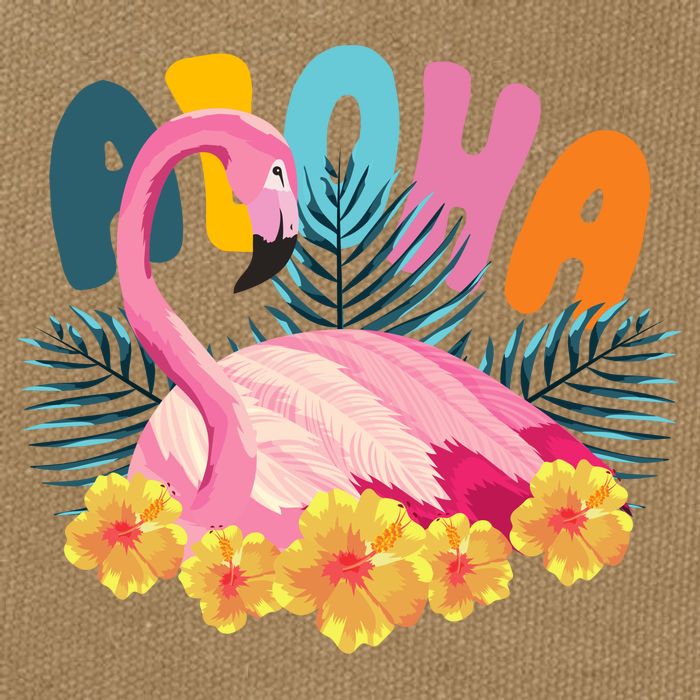 Aloha Flamingo Tropical Cotton Canvas Backpack