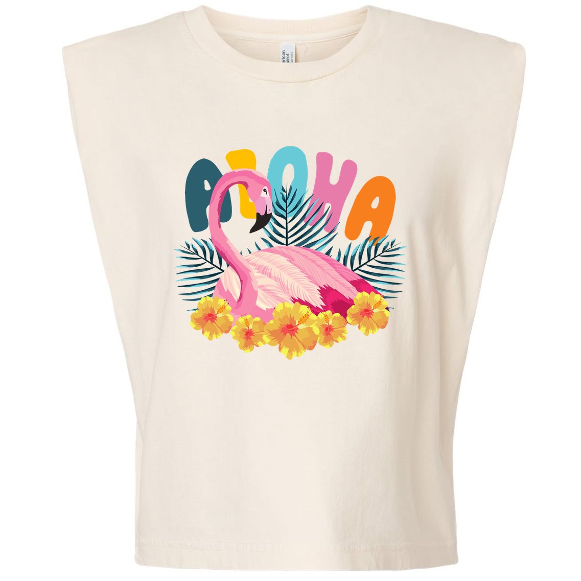Aloha Flamingo Tropical Garment-Dyed Women's Muscle Tee