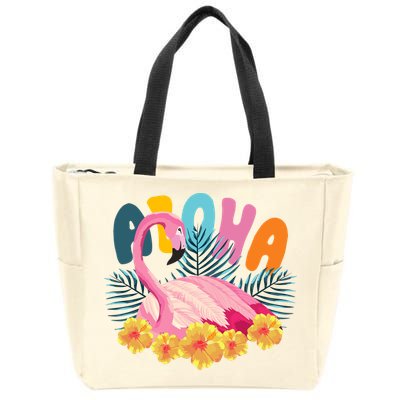 Aloha Flamingo Tropical Zip Tote Bag