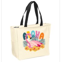 Aloha Flamingo Tropical Zip Tote Bag