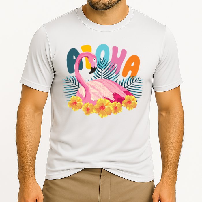 Aloha Flamingo Tropical Cooling Performance Crew T-Shirt