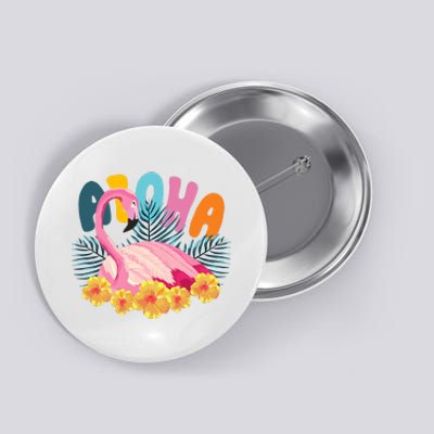 Aloha Flamingo Tropical Button