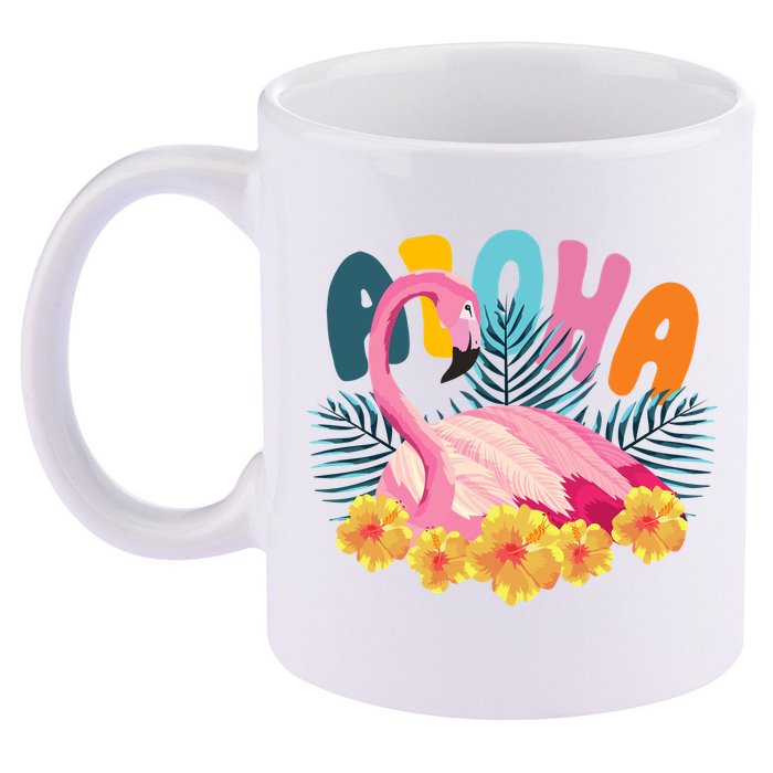 Aloha Flamingo Tropical 11oz C Handle Ceramic Mug