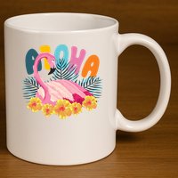 Aloha Flamingo Tropical 11oz C Handle Ceramic Mug
