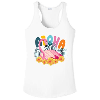 Aloha Flamingo Tropical Ladies PosiCharge Competitor Racerback Tank