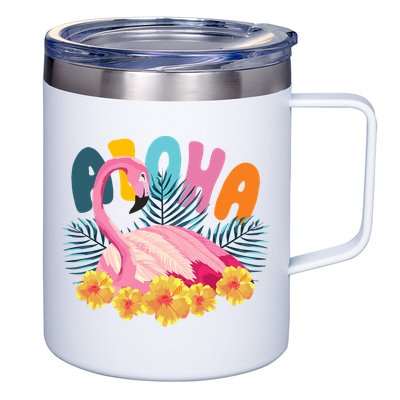 Aloha Flamingo Tropical 12oz Stainless Steel Coffee Mug