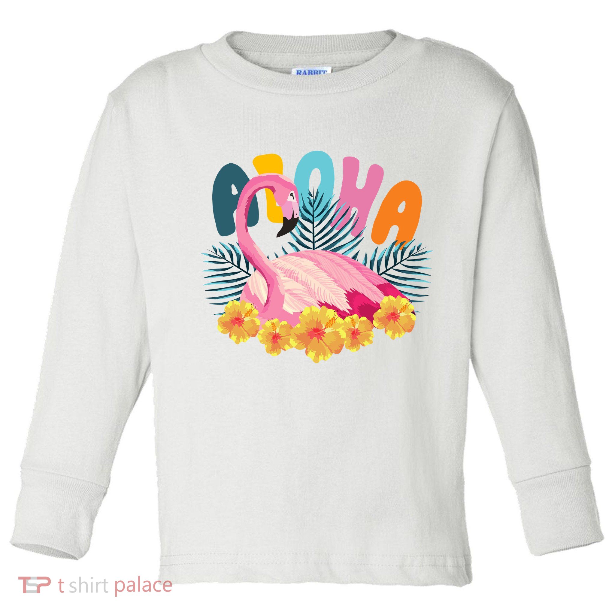 Aloha Flamingo Tropical Toddler Long Sleeve Shirt