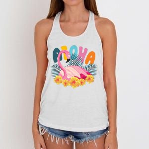 Aloha Flamingo Tropical Women's Knotted Racerback Tank