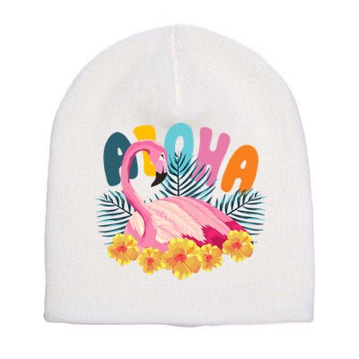 Aloha Flamingo Tropical Short Acrylic Beanie