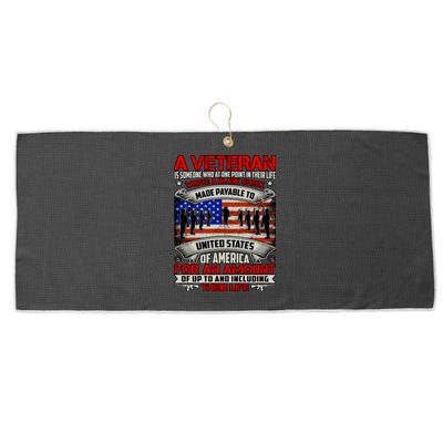 American Flag Thank You Veterans Proud Veteran Large Microfiber Waffle Golf Towel