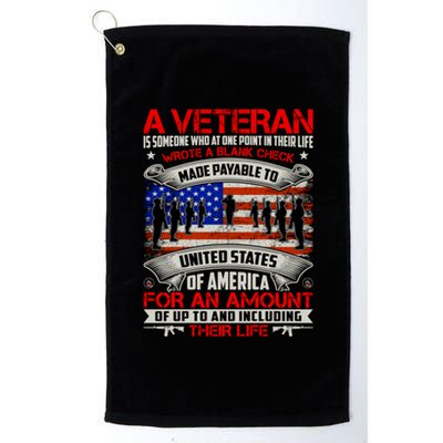 American Flag Thank You Veterans Proud Veteran Platinum Collection Golf Towel