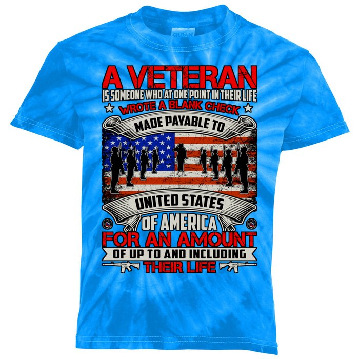 American Flag Thank You Veterans Proud Veteran Kids Tie-Dye T-Shirt