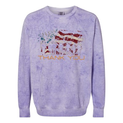 American Flag Thank You Veterans Patriotic Us Colorblast Crewneck Sweatshirt