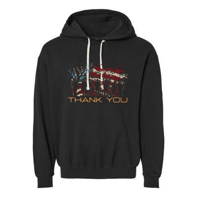 American Flag Thank You Veterans Patriotic Us Garment-Dyed Fleece Hoodie