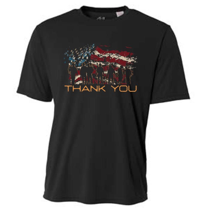 American Flag Thank You Veterans Patriotic Us Cooling Performance Crew T-Shirt