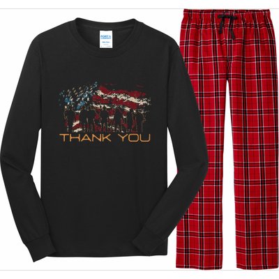 American Flag Thank You Veterans Patriotic Us Long Sleeve Pajama Set