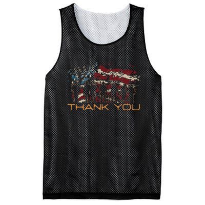 American Flag Thank You Veterans Patriotic Us Mesh Reversible Basketball Jersey Tank