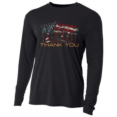 American Flag Thank You Veterans Patriotic Us Cooling Performance Long Sleeve Crew