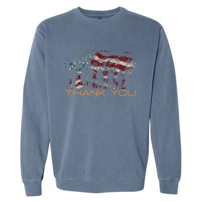 American Flag Thank You Veterans Patriotic Us Garment-Dyed Sweatshirt