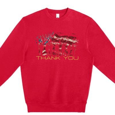 American Flag Thank You Veterans Patriotic Us Premium Crewneck Sweatshirt