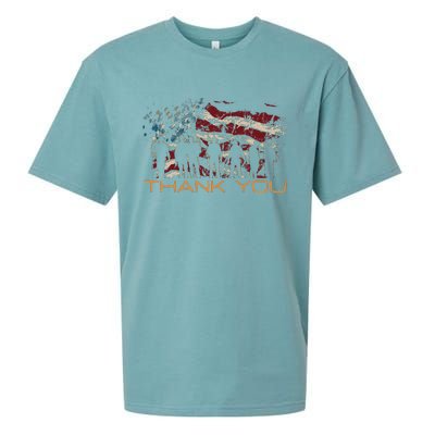 American Flag Thank You Veterans Patriotic Us Sueded Cloud Jersey T-Shirt