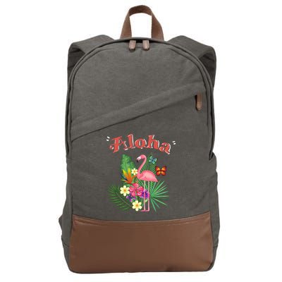 Aloha Flamingo Tropical Cotton Canvas Backpack