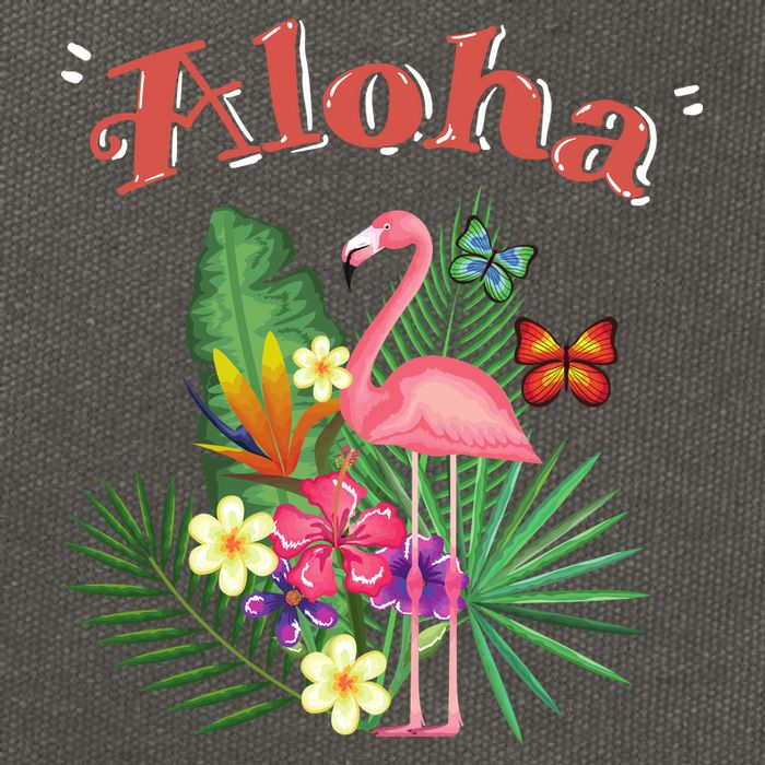 Aloha Flamingo Tropical Cotton Canvas Backpack