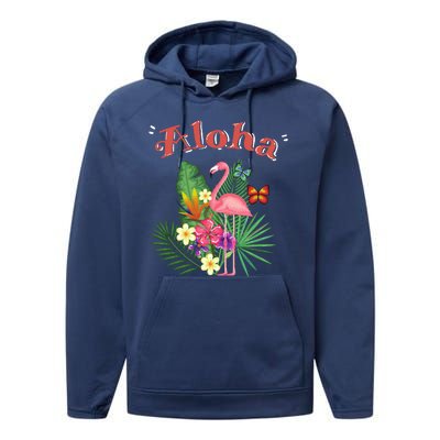 Aloha Flamingo Tropical Performance Fleece Hoodie