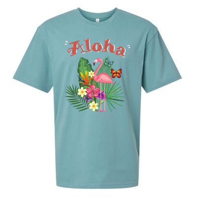 Aloha Flamingo Tropical Sueded Cloud Jersey T-Shirt