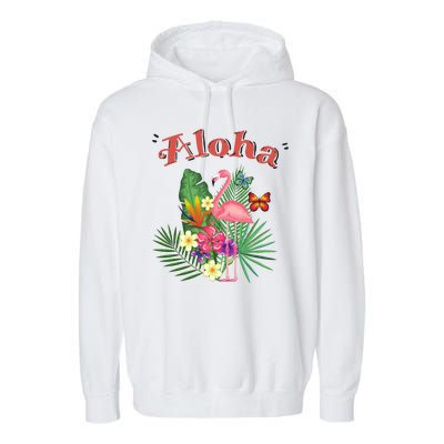 Aloha Flamingo Tropical Garment-Dyed Fleece Hoodie