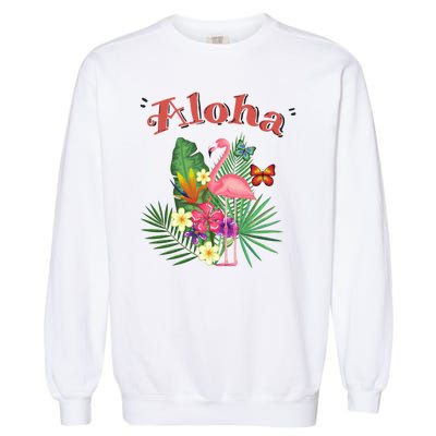 Aloha Flamingo Tropical Garment-Dyed Sweatshirt