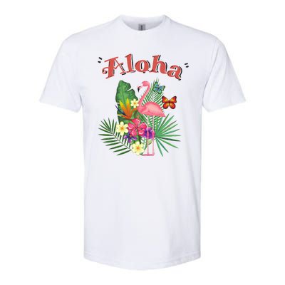 Aloha Flamingo Tropical Softstyle CVC T-Shirt