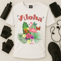 Aloha Flamingo Tropical Cooling Performance Crew T-Shirt