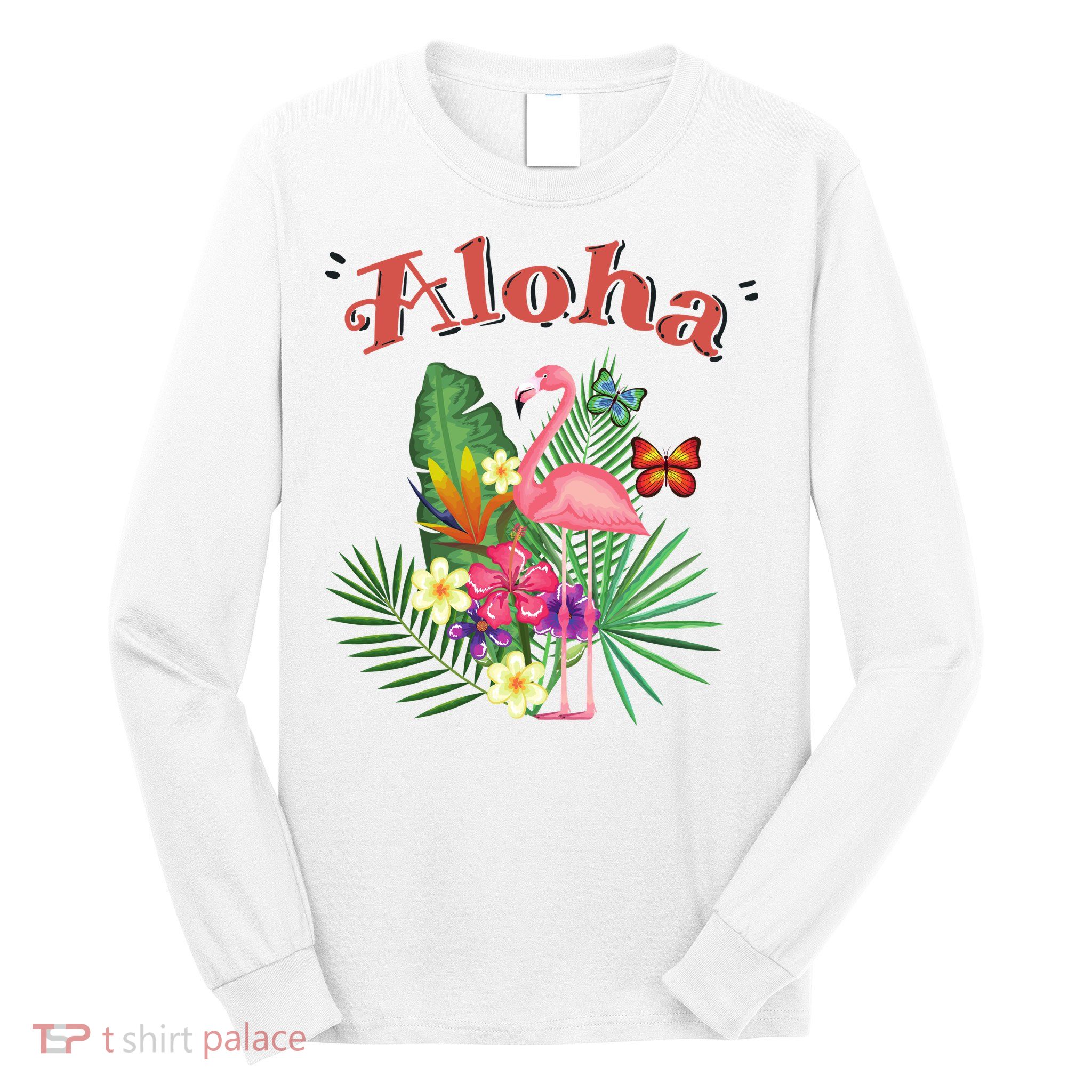 Aloha Flamingo Tropical Long Sleeve Shirt