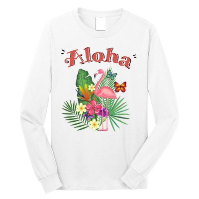 Aloha Flamingo Tropical Long Sleeve Shirt