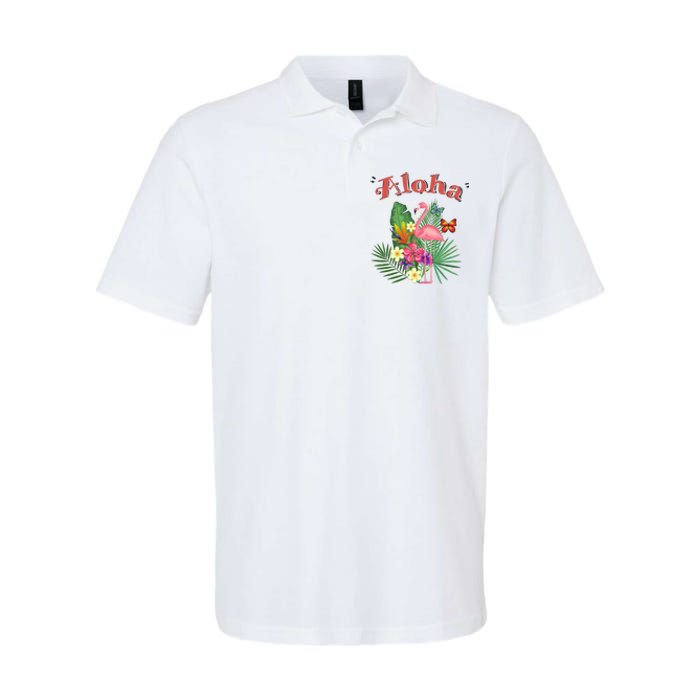 Aloha Flamingo Tropical Softstyle Adult Sport Polo