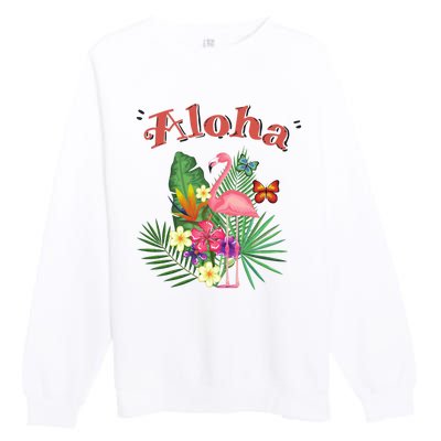 Aloha Flamingo Tropical Premium Crewneck Sweatshirt