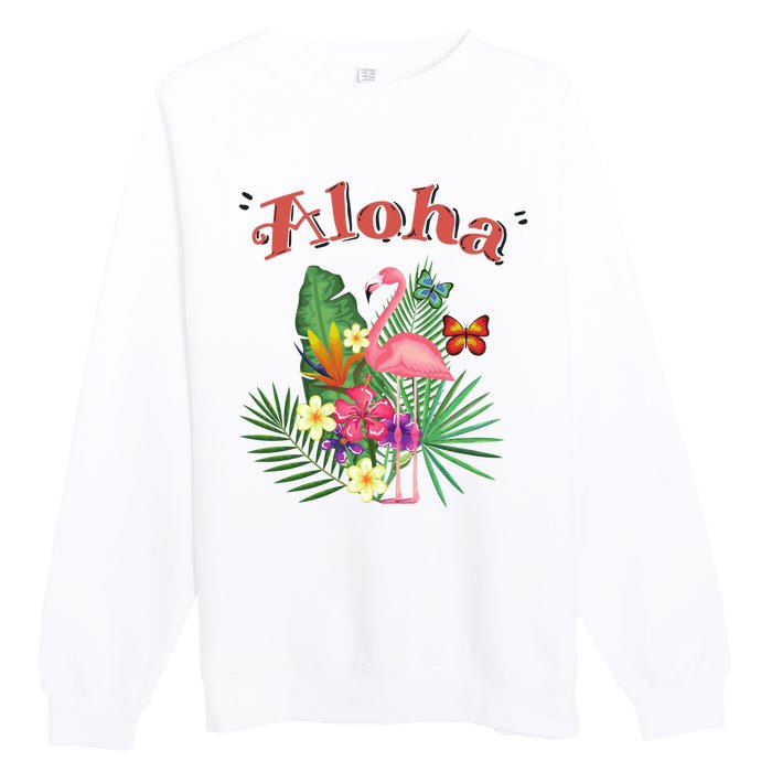 Aloha Flamingo Tropical Premium Crewneck Sweatshirt