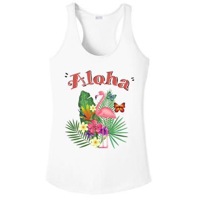 Aloha Flamingo Tropical Ladies PosiCharge Competitor Racerback Tank