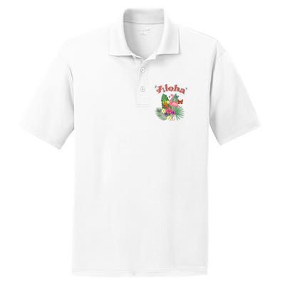 Aloha Flamingo Tropical PosiCharge RacerMesh Polo